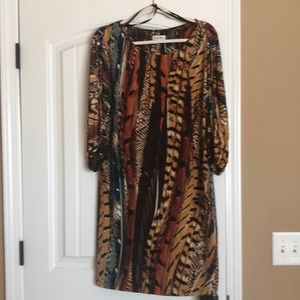 Calvin Klein animal print split sleeve knit dress